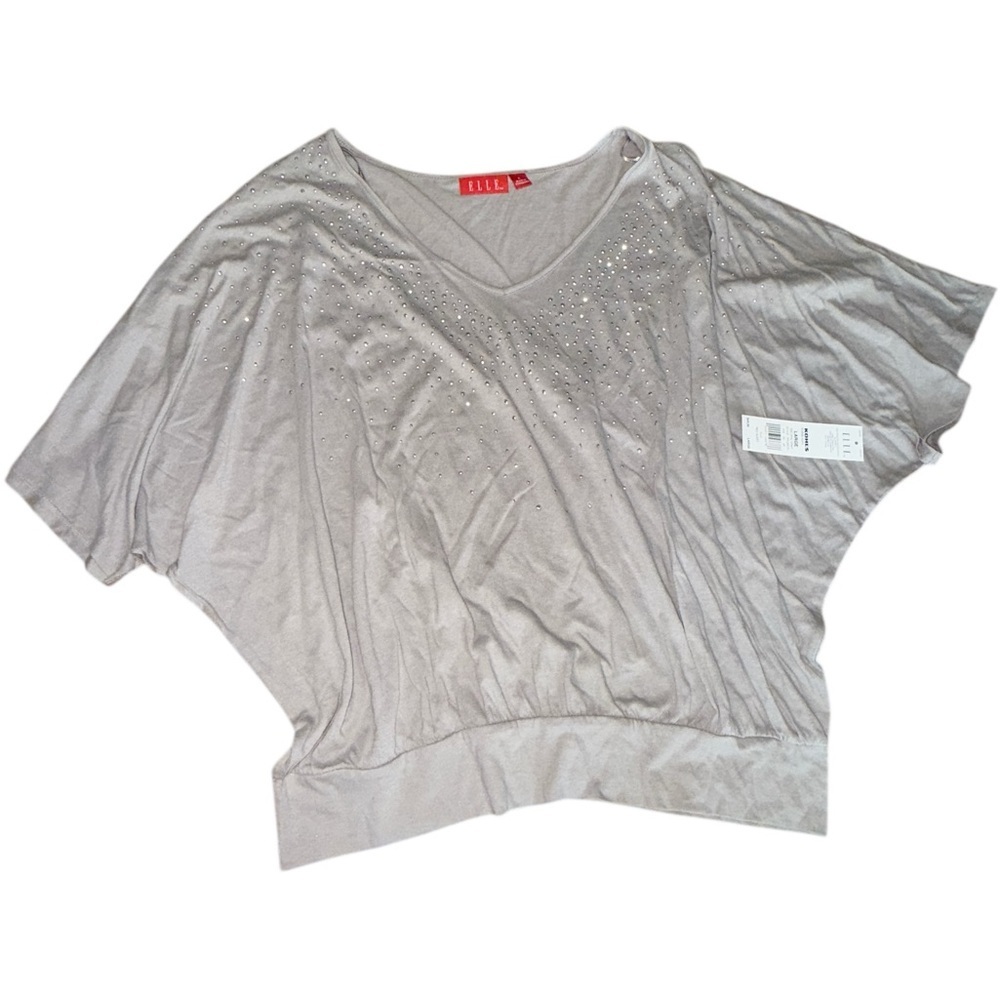 5/$25 Elle Light Grey Blouse with Studded Detail - Picture 2 of 6